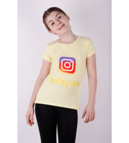 Toontoy Kız Çocuk Insagram Baskılı Tişört (Sarı)