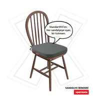 XPERMATE StandartFit Oval Sandalye Minderi Fermuarlı Yıkanabilir Kılıf Bağcıklı Su ve Yağ İtici 42x42x5 cm (Antrasit)