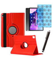 Lenovo Tab M10 Plus TB 125FU 3 Nesil Uyumlu Kılıf Ekran Koruyucu Ve Kalem Set (Kırmızı)