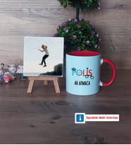 Polis Fotoğraflı Dekoratif Taş, Kupa Bardak Beyaz Hediye (Model 2)