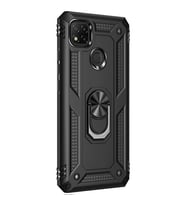 Xiaomi Redmi 10A Kılıf Yüzüklü Standlı Korumalı Tank Kapak (Siyah)