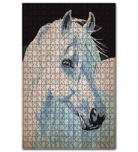 Cakapuzzle Beyaz At Ahşap Zeminde Görseli Puzzle Yapboz MDF (Ahşap) (255 Parça)