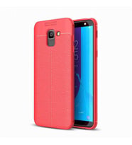 Samsung Galaxy J6 Kılıf Deri Tarzı Niss Silikon Case (Kırmızı)