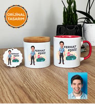 Kişiye Özel Karikatürlü Paramedik Hediye Seti Kupa Bardak, Kalemlik, Anahtarlık Erkek Paramediğe Tıp Bayramı Hediyesi (Pembe)