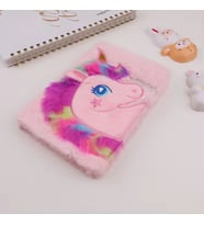 Çılgıntrend Unicorn Tasarımlı Peluş Çizgili Defter (Pembe)