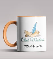 Kişiye Özel Okul Müdürü Tasarımlı Siyah Renk Kupa Bardak 3 (Turuncu)