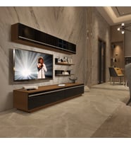 Decoraktiv Eko 5B Mdf Std Tv Ünitesi Tv Sehpası - Parlak Beyaz (Siyah - Ceviz)