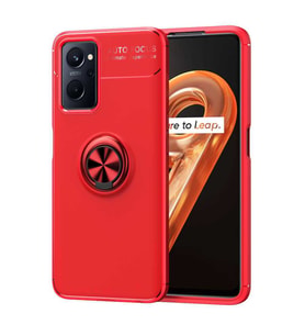 Oppo A96 4G Kılıf Zore Ravel Yüzüklü Silikon Kılıf (Kırmızı)
