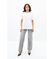 Kadın Taş İşleme Detaylı T-shirt 1750-24 (Beyaz)