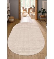 Dijital Baskılı Kaymaz Taban Yıkanabilir Oval Salon Halısı Mutfak Halısı Yolluk NDO-SD-370 (Krem)