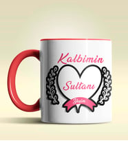 Kişiye Özel Kalbimin Sultanı Tasarımlı Pembe Kupa Bardak (Kırmızı)