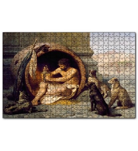 Cakapuzzle Diyojen Köpekleri ve Fıçısı  Puzzle Yapboz MDF (Ahşap) (500 Parça)