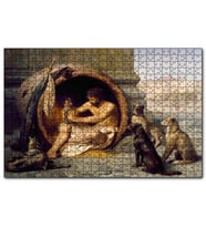 Cakapuzzle Diyojen Köpekleri ve Fıçısı  Puzzle Yapboz MDF (Ahşap) (500 Parça)