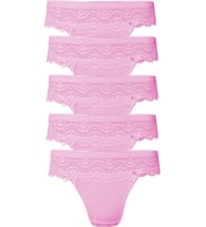 5li Kadın Dantelli Bikini Külot Pamuklu Arkası Düz Kaliteli FND (Pembe)
