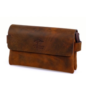 KANGAROO KINGDOM Hakiki Dana Deri Crazy Horse Koyu Kahverengi Erkek El Portföy Clutch Çantası 9288-ZK (Koyu Taba)