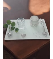 Adore Gümüş İncili Söz Kahve Tepsisi (Mavi)