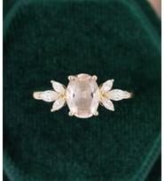 Kanat Motifli Taşlı Ayarlanabilir 14 K Rose Altın Kaplama Kadın Yüzük (Yavruağzı)