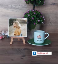 Anestezi Uzmanı Fotoğraflı Dekoratif Taş, Ahşap Altlıklı Türk Kahvesi Fincanı Hediye Anestezi Uzmanına Tıp Bayramı Hediyesi (Model 9)