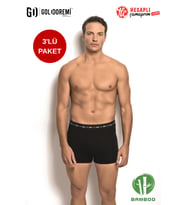 Jiber Erkek Premium Rahat Yumuşak Hafif Yok Gibi Esnek İz Yapmaz Terletmez Bambu Kutulu 3'lü Boxer