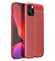 iPhone 12 Pro Kılıf Deri Desenli Kamera Korumalı Silikon (Kırmızı)
