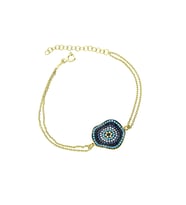 Papatya Silver 925 Ayar Gümüş Dalgalı Nazar Bileklik (Gold)