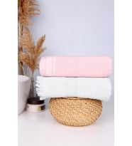 %100 Pamuk 2'li Renkli 50x70 El/Yüz Havlu Seti (Pembe)