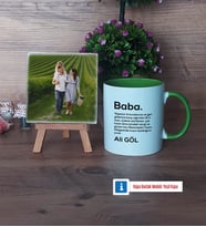 Baba Fotoğraflı Dekoratif Taş, Kupa Bardak Beyaz Hediye (Model 14)