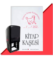Kişiye Özel Sevimli Köpek 6 Tarihli Otomatik Kitap Kaşesi (Kırmızı)