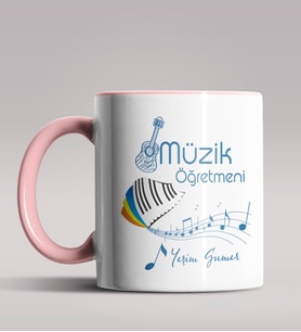 Kişiye Özel Müzik Öğretmeni Tasarımlı Siyah Renk Kupa Bardak 9 (Pembe)