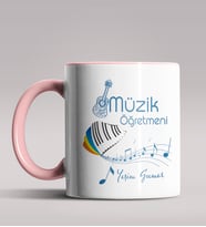 Kişiye Özel Müzik Öğretmeni Tasarımlı Siyah Renk Kupa Bardak 9 (Pembe)
