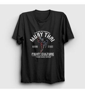 Presmono Unisex Beyaz Fight Culture Mma Ufc Muay Thai T-Shirt 452263tt (Siyah)