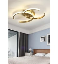 Duru Modern Tasarım Yatak Odası - Salon - Mutfak - Hol Beyaz Led 2 Li Avize (Eskitme Altın)