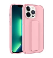 Apple iPhone 13 Pro Max Kılıf Qstand Katlanabilir Standlı Kılıf (Pembe)