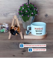 Psikoloji Öğretmeni Kupa Bardak Beyaz ve Fotoğraflı Ahşap Anahtarlık Hediye Öğretmenler Günü Hediyesi (Model 8)