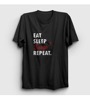 Presmono Unisex Beyaz Eat Sleep Tango Repeat Hediye Dance Dansçı T-Shirt 464541tt (Siyah)