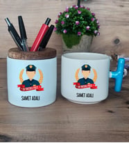 Erkek Polis Hediye Sepeti Kupa Bardak T Kulplu, Kalemlik Hediyeleri Polisler Günü Erkek Polise Hediye (Model 3)
