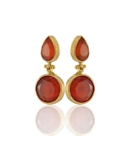22 Ayar Altın Kaplama Vintage Küpe -El İşçiliği Ve Hipoalerjenik Küpe (Kırmızı)