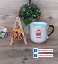 Babalar Günü Hediyesi Kupa Bardak Beyaz ve Fotoğraflı Ahşap Anahtarlık HediyeBabaya Hediye (Model 10)