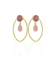 Kadir Jewellery 22 Ayar Altın Kaplama Vintage Küpe -El İşçiliği Ve Hipoalerjenik Küpe (Pembe)