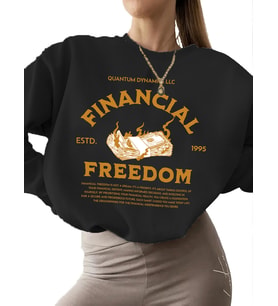 unisex kadın Bej 3 iplik şardonlu erkek kalın bisiklet yaka Sweatshirt Finansal özgürlük Baskılı (Siyah)