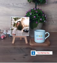 Biyolog Fotoğraflı Dekoratif Taş, Ahşap Altlıklı Türk Kahvesi Fincanı HediyeBiyologa Hediye (Model 1)