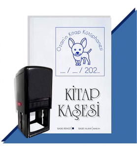 Kişiye Özel Sevimli Köpek 21 Tarihli Otomatik Kitap Kaşesi (Mavi)