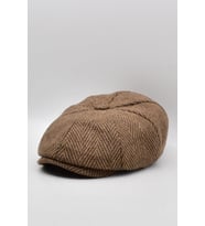 Erkek Peaky Balıksırtı Desenli İngiliz Kasket Şapka (Kiremit)