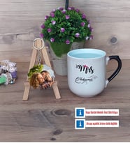 Eşe Hediye Mrs Kupa Bardak Beyaz ve Fotoğraflı Ahşap Anahtarlık Hediye Yıl Dönümü Hediyesi (Model 10)