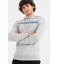 Jack & Jones Erkek Fit Kapüşonlu Sweatshirt Frederik - 12219814-02 (Açık Gri)