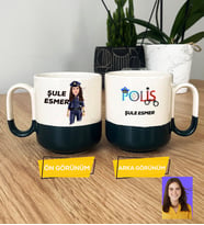 Kişiye Özel Karikatürlü Polis Hediye Pro Kupa Bardak Kadın Polise Polisler Günü Hediyesi (Siyah)