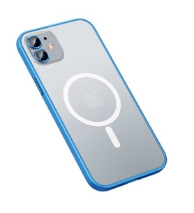 Apple iPhone 12 Kılıf Zore Mokka Lens Koruyuculu Wireless Kılıf (Mavi)