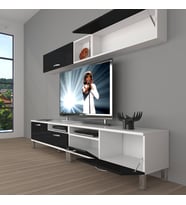 Decoraktiv Eko 5200 Slm Krom Ayaklı Tv Ünitesi Tv Sehpası (Siyah - Beyaz)