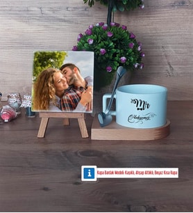 Eşe Hediye Mr Fotoğraflı Dekoratif Taş, Kupa Bardak Beyaz Hediye Yıl Dönümü Hediyesi (Model 8)