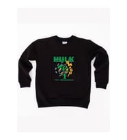 Hulk baskılı pamuklu kumaş çocuk sweatshirt (Siyah)